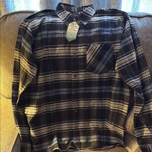 Black and Gray Casual Button Down Shirt